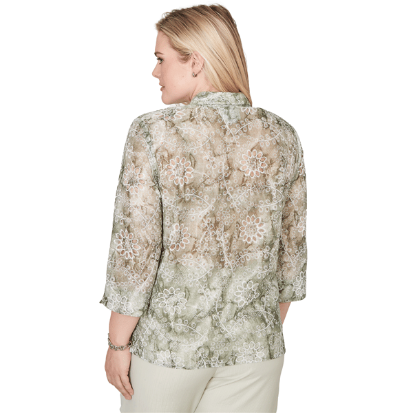 Womens Alfred Dunner Vintage Charm Tie Dye Floral Blouse