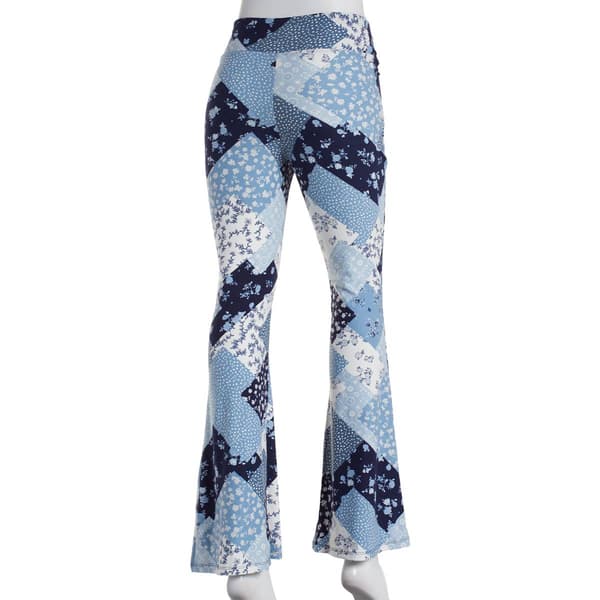 Juniors Derek Heart Patchwork Yum High Rise Flare Leg Pants
