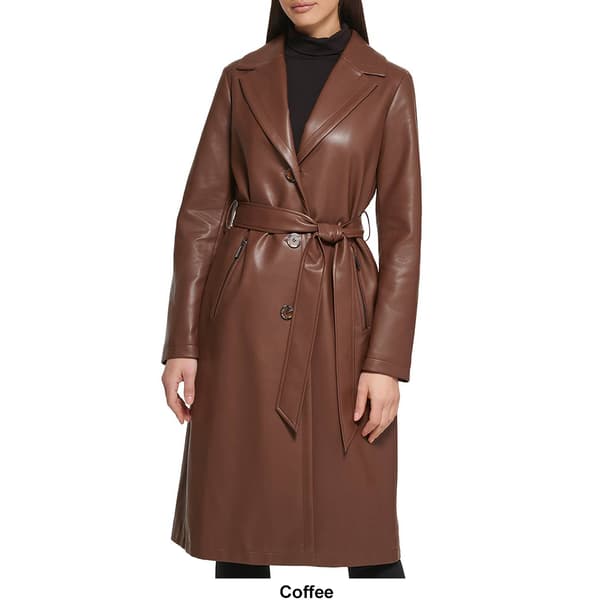 Joan Belted Faux Leather Trench Coat – VICI