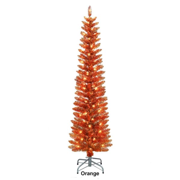 Puleo International 6ft. Pre-Lit Tinsel Artificial Christmas Tree