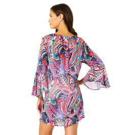 Womens Anne Cole Bell Sleeve Paisley Tunic Swim Cover Up