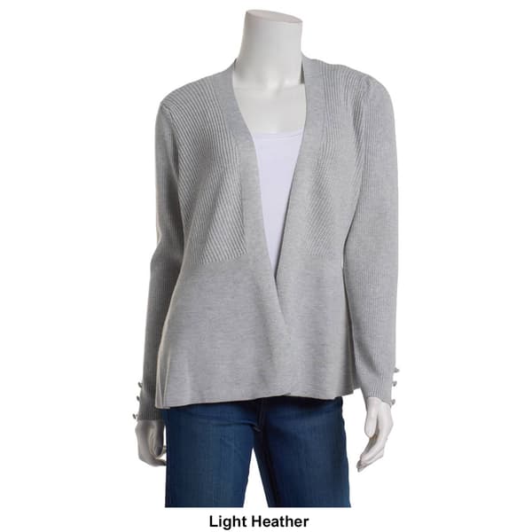 Womens 89th & Madison Long Sleeve Solid Button Trim Sweater