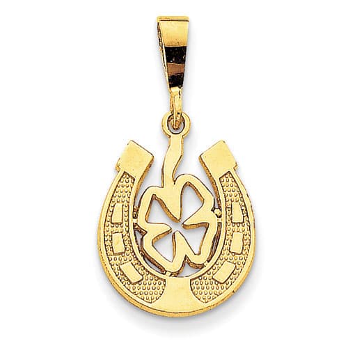 Gold Classics(tm) 14k Good Luck Clover in Horseshoe - image 