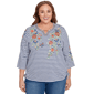 Plus Size Alfred Dunner El Paso Floral Stripe Ruched Sides Top - image 1