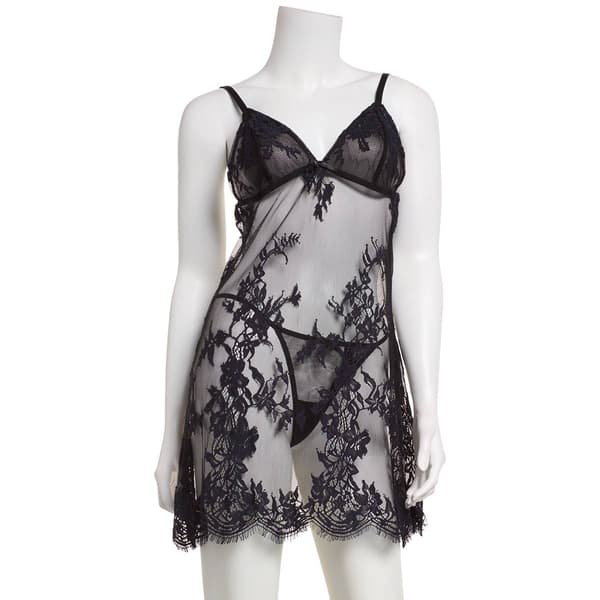 Womens Rachel Roy 2pc. Embroidery Lace Chemise w/Matching Thong - image 