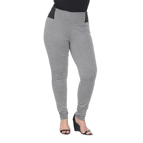 Plus Size White Mark Jacquard Slim Grey Row Print Pants
