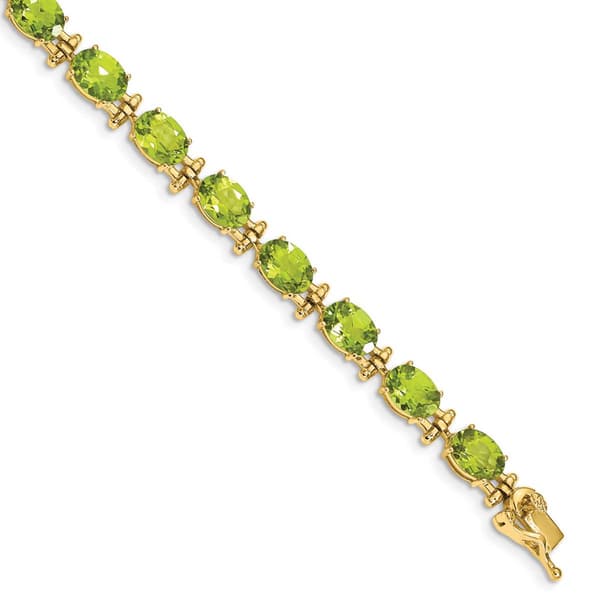 Gemstone Classics&#40;tm&#41; 14kt. Yellow Gold Peridot Link Bracelet - image 