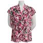 Plus Size Kasper Extend Sleeve Funnel Neck Floral Top-Pink - image 1