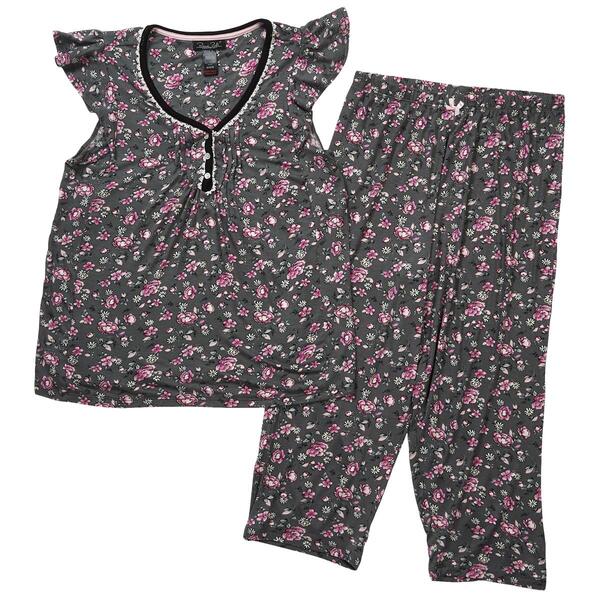 Womens Rene Rofe Flutter Sleeve Floral Pattern Capri Pajama Set - image 