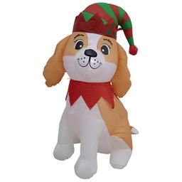 Inflatable 4ft. Spaniel Wearing Elf Hat