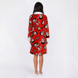 Juniors Betty Boop Puppy Hearts Sherpa Trim Wrap Robe