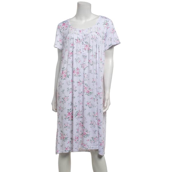 Womens Laura Ashley® Short Sleeve Peached Roses Nightgown