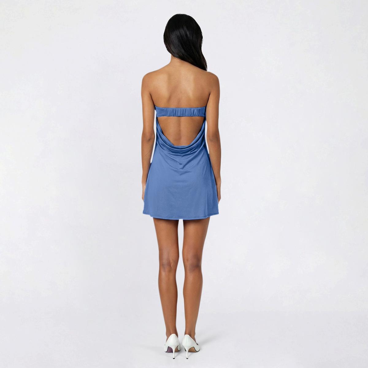 Juniors Crystal Doll Bungee Back Strapless Cuff A-Line Dress