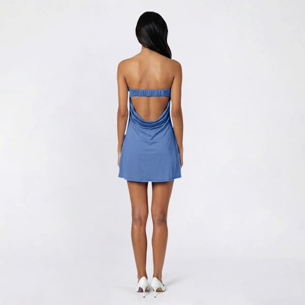 Juniors Crystal Doll Bungee Back Strapless Cuff A-Line Dress