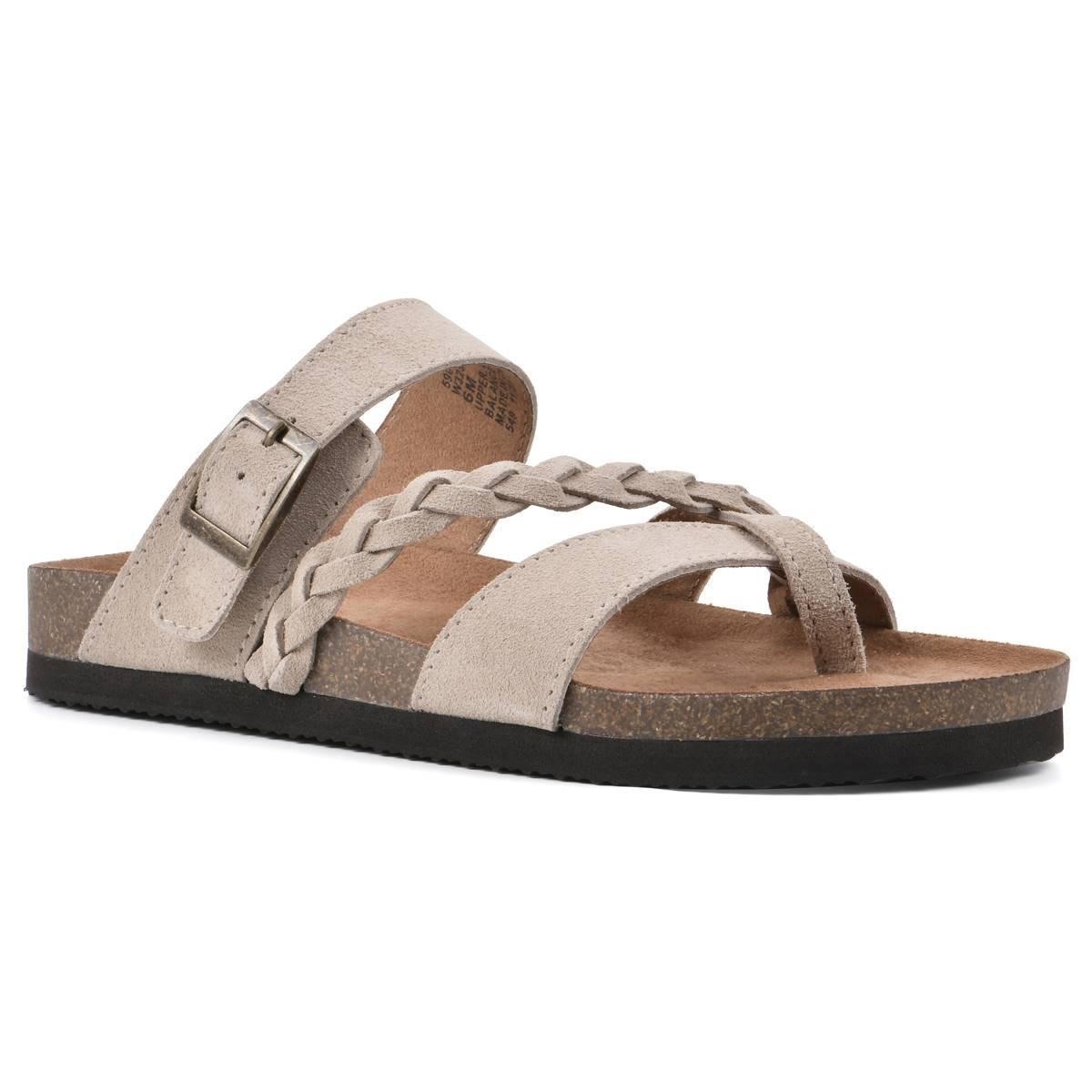 Womens White Mountain Hazy Footbeds Suede Sandals