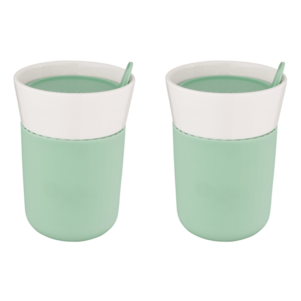 BergHOFF Leo 11.16oz. Porcelain Green Travel Mug - Set of 2
