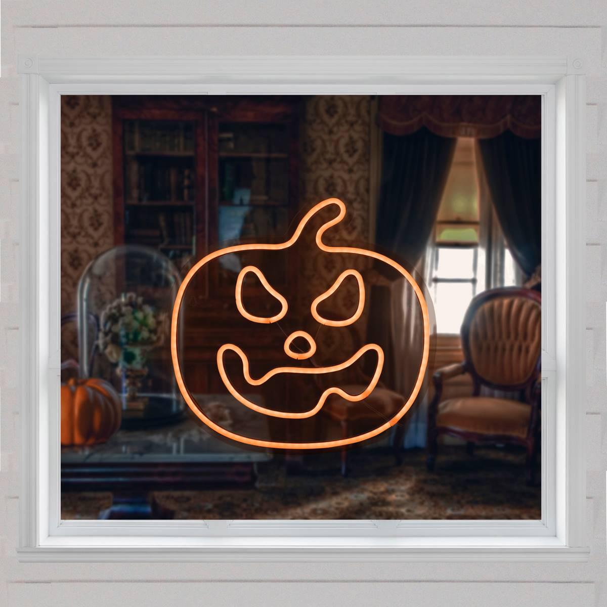 Northlight Seasonal 15in. Neon Jack-O-Lantern Window Silhouette