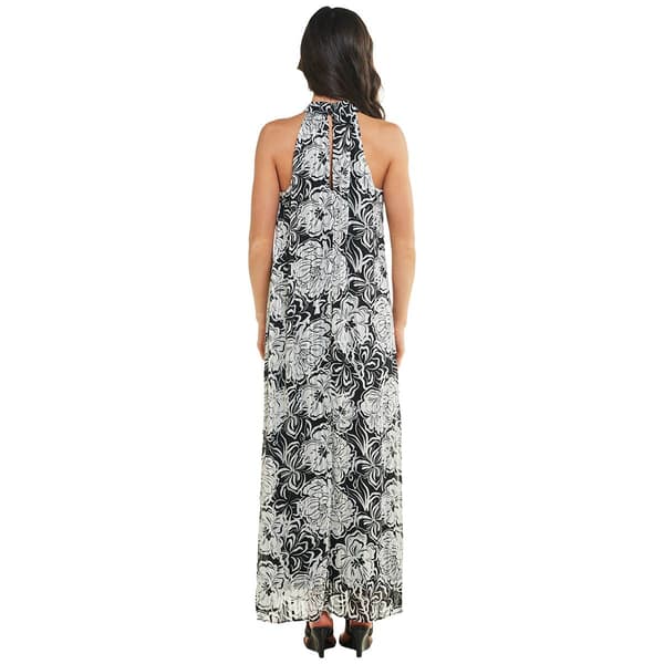 Womens Sara Michelle Sleeveless Mock Neck Pleated Maxi Dress