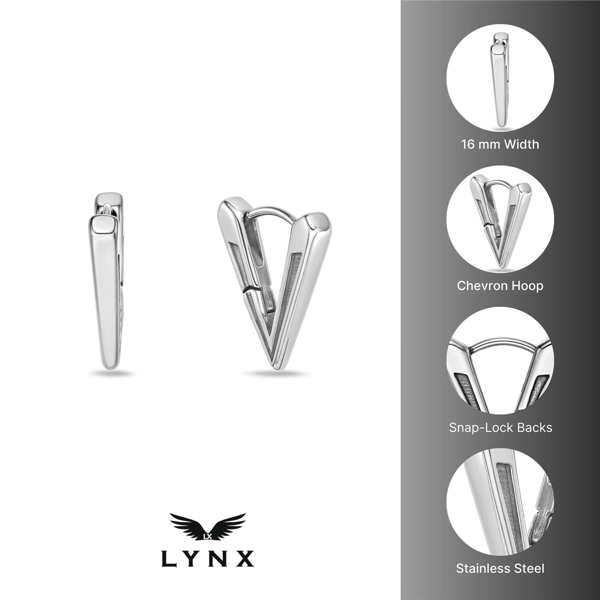 Mens Lynx Stainless Steel Triangle Earrings