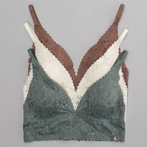 Womens Danskin 3pk. Plunge Bralettes w/ Lace Edge - DS1263-3PKP - image 