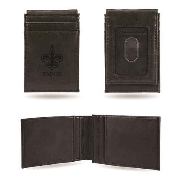 Mens NFL New Orleans Saints Faux Leather Front Pocket Wallet