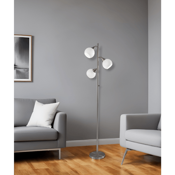 HomeRoots 71in. Silver Floor Lamp With Dome Shade