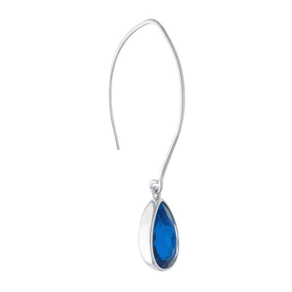 Athra Fine Silver Plated & Blue Crystal Marquise Drop Earrings