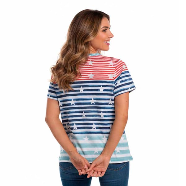 Womens Thomas & Olivia Stars Stripe Braided V-Neck Tee