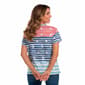 Womens Thomas & Olivia Stars Stripe Braided V-Neck Tee - image 2
