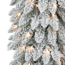 Puleo International 7ft. Pre-Lit Flocked Alpine Christmas Tree