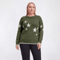 Plus Size Erika Long Sleeve Star Intarsia Sweater - image 1