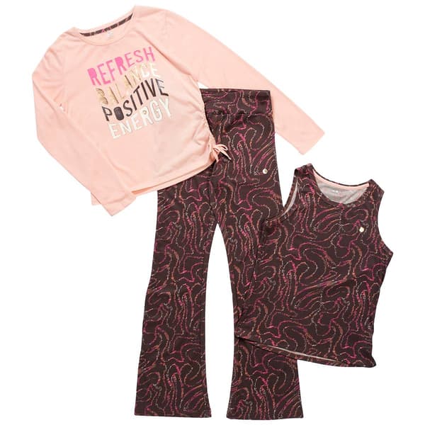Girls &#40;7-16&#41; RBX 3pc. Refresh Top&#44; Tank & Flare Leggings Set