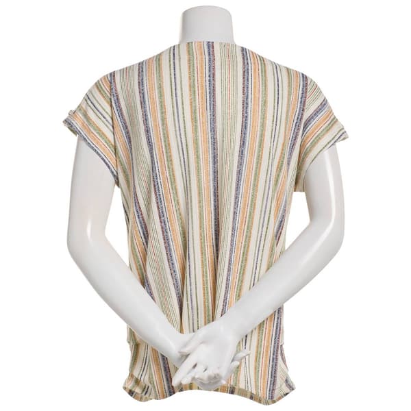 Womens Cure Extend Sleeve Rib Texture Stripe Blouse