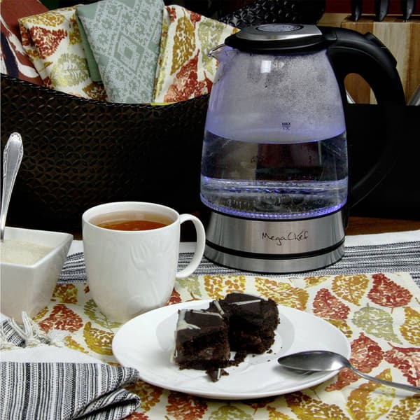 MegaChef 1.7L Glass & Stainless Steel Electric Tea Kettle