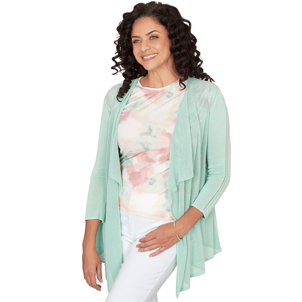 Womens Emaline Key Items 3/4 Sleeve Drape Front Cardigan