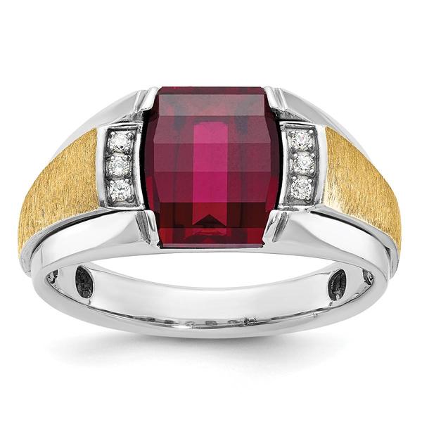 Mens Gentlemens Classics(tm) 14kt. Two Tone Gold Ruby Ring - image 
