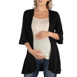 Plus Size 24/7 Comfort Apparel Open Front Maternity Cardigan