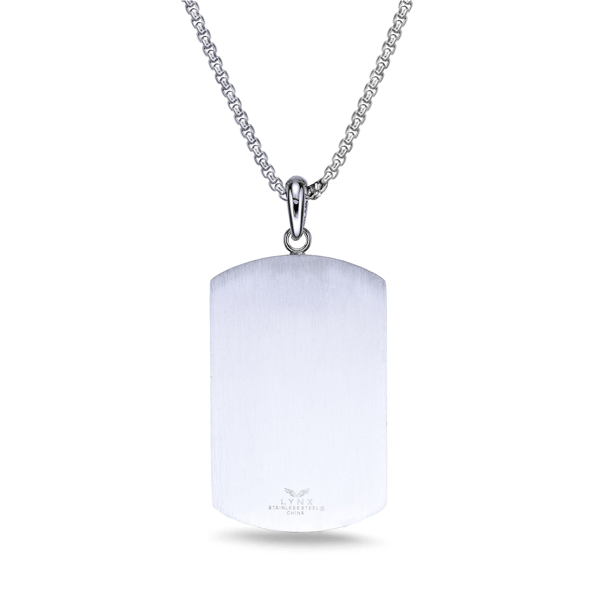 Mens Lynx Stainless Steel Dog Tag Pendant Necklace