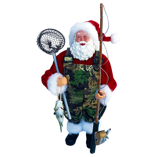 Santa''s Workshop 12in. Camo Fisherman Claus