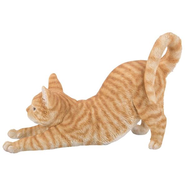 Hi-Line Gift Orange Tabby Cat Stretching Garden Statue