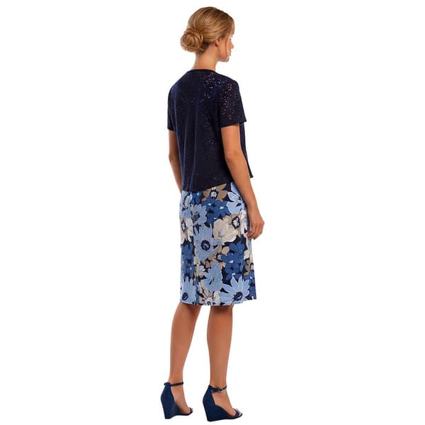 Womens Perceptions Short Sleeve Eyelet Jacket Dress