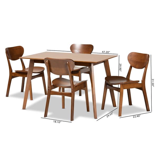 Baxton Studio Katya Modern Walnut Brown Wood 5pc. Dining Set
