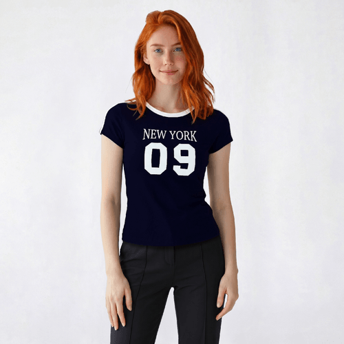 Juniors Derek Heart Short Sleeve Graphic Ringer Tee - Blue - image 