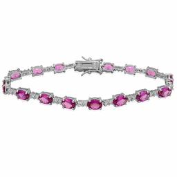 Gianni Argento Silver Plated Lab Grown Pink Sapphire Bracelet