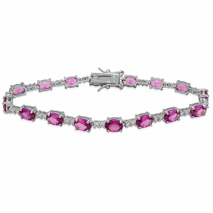 Gianni Argento Silver Plated Lab Grown Pink Sapphire Bracelet