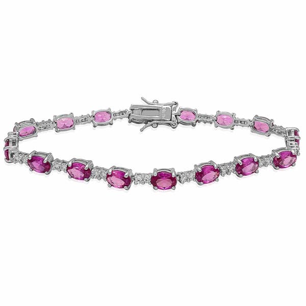 Gianni Argento Silver Plated Lab Grown Pink Sapphire Bracelet - image 