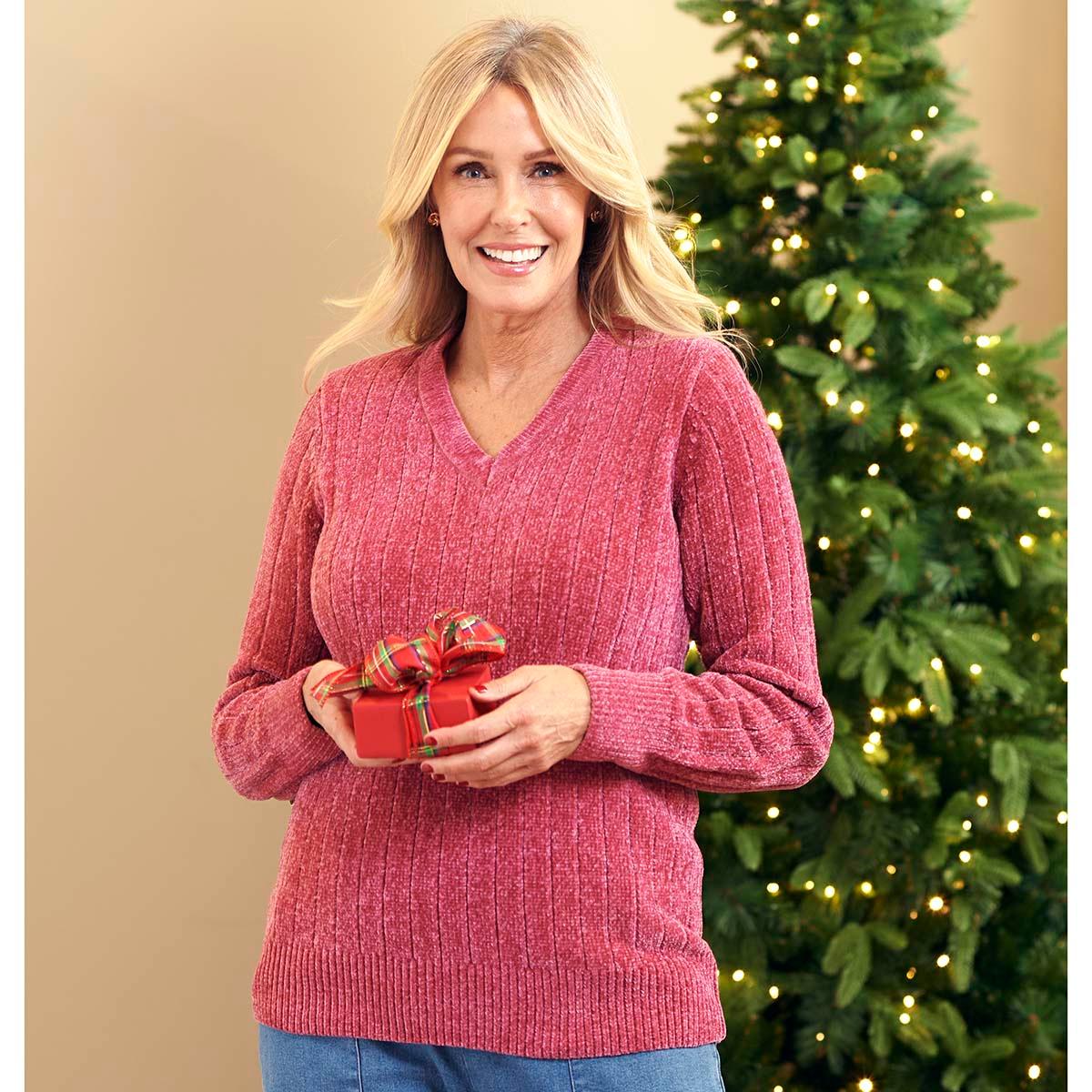 Haut Femme Col V Manches Longues Hasting & Smith - Taille 2X (plus), Couleur Vin - Neuf Avec étiquettes
