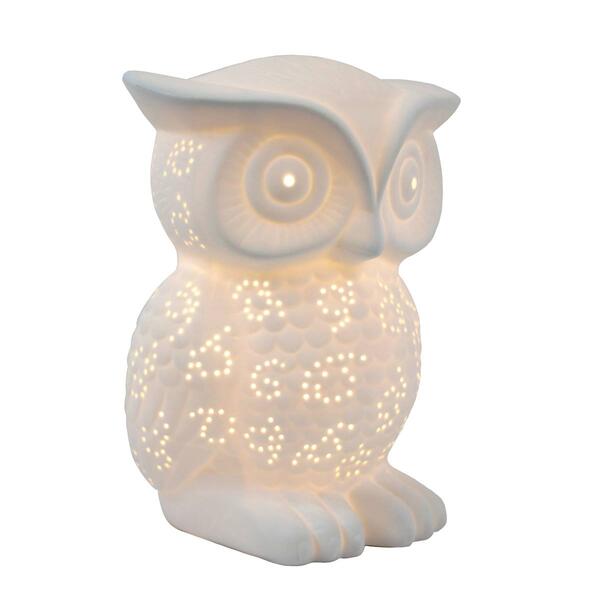 Simple Designs Porcelain Wise Owl Shaped Animal Light Table Lamp - image 