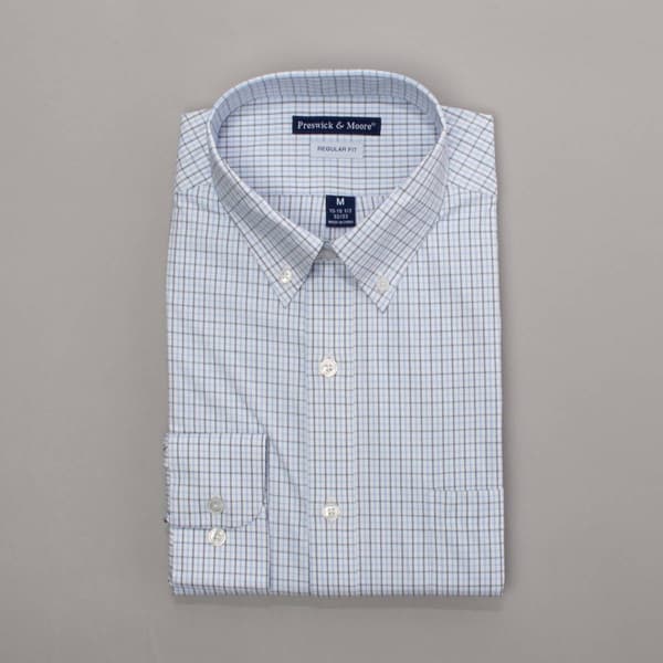 Mens Preswick & Moore(R) Regular Fit Plaid Dress Shirt - Blue - image 