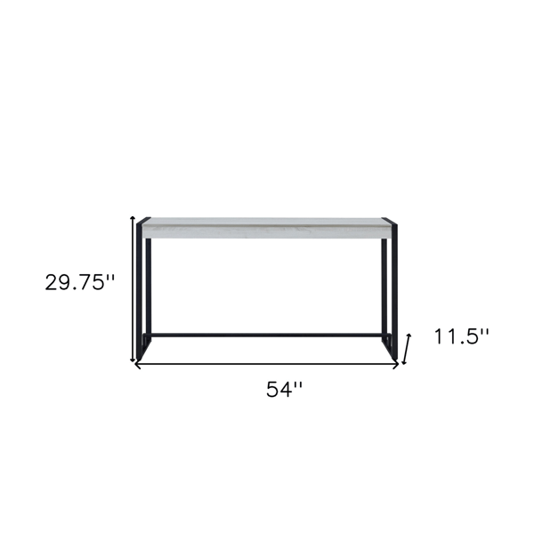 HomeRoots 54in. White & Black Distressed Sled Console Table